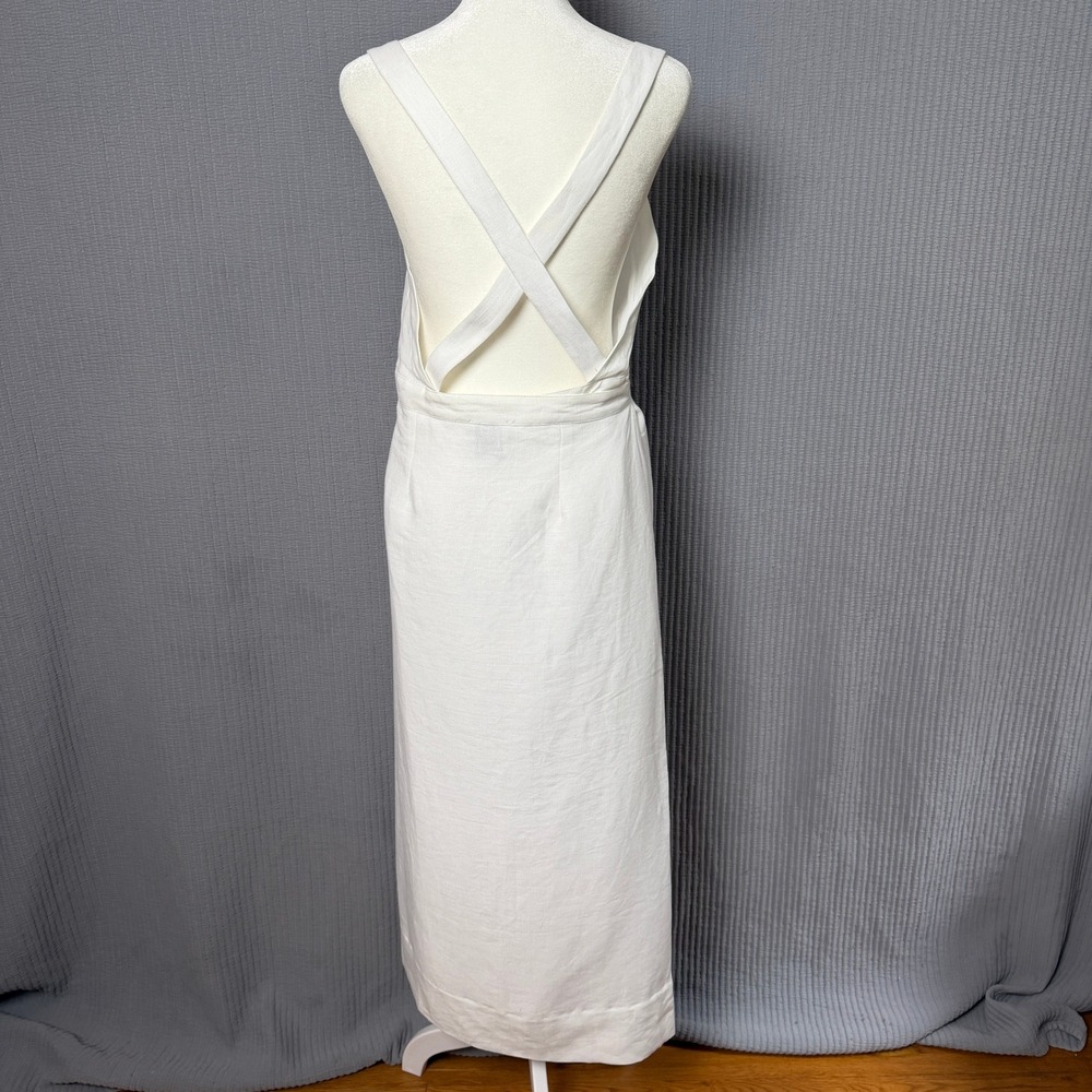 G. Label Goop Linen Maxi Camilla Wrap Dress Summer 6 White NWOT Boho Minimal - Picture 2 of 8